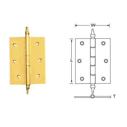 BRASS BUTT HINGES WITH ACRON TIP (S.S. PIN)