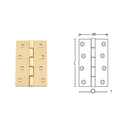 BRASS BUTT HINGES, WITH DOUBLE STEEL WASHERS (DSW)