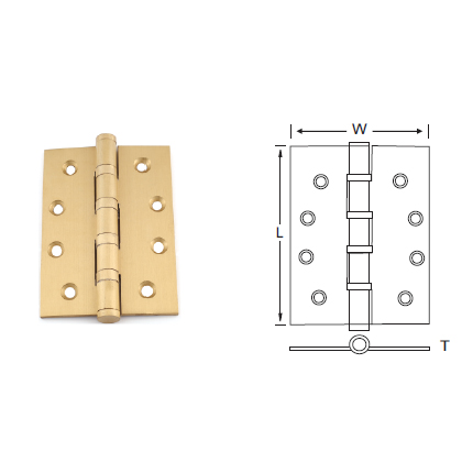 BRASS BUTT HINGES WITH TWO/FOUR BALL BEARING AND BUTTON TIP HEAD