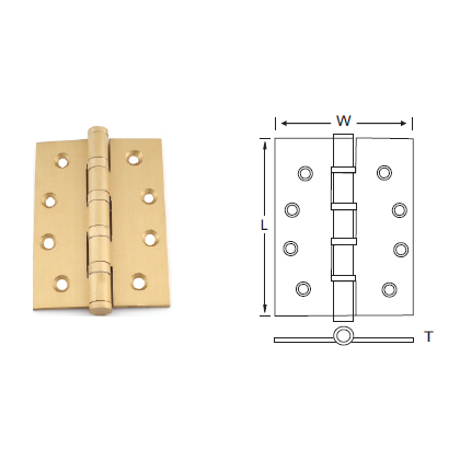 BRASS BUTT HINGES WITH TWO/FOUR BALL BEARING AND BUTTON TIP HEAD (S.S. PIN)