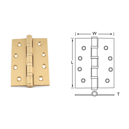 BRASS BUTT HINGES WITH TWO/FOUR BALL BEARING AND BUTTON TIP HEAD(S.S. PIN)