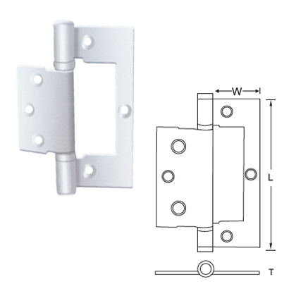 SS FLUSH HINGES KNUCKLE, TWO BALL BEARING AND BUTTON TIP PIN