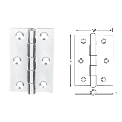 453 : STAINLESS STEEL BUTT HINGE STANDARD CRANKED KNUCKLE, FIXED PIN