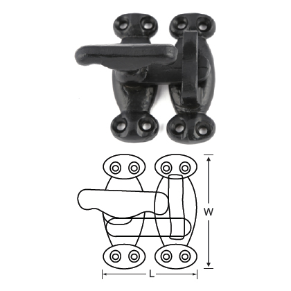 BLACK ANTIQUE CUPBOARD LATCH SET