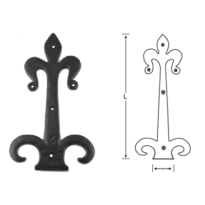 BLACK ANTIQUE FLEUR - DE - LYS CLAW HINGE FRONT