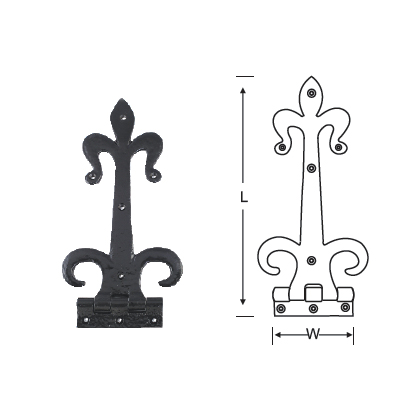 BLACK ANTIQUE FLEUR - DE - LYS HINGE