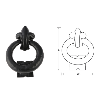 BLACK ANTIQUE FLEUR - DE - LYS RING KNOCKER