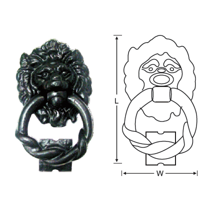 BLACK ANTIQUE LION HEAD DOOR KNOCKER