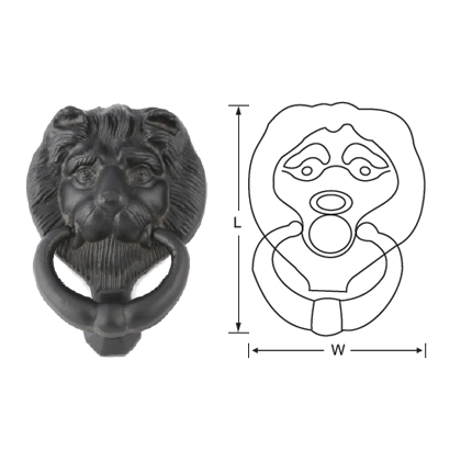 BLACK ANTIQUE LION LIGHT DOOR KNOCKER