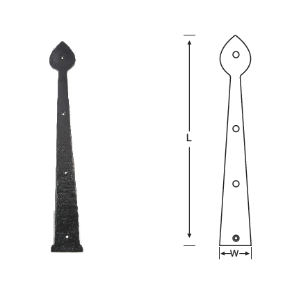 BLACK ANTIQUE SPEAR HINGE FRONT