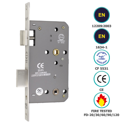 CE BATHROOM LOCK BODY DOUBLE TURN (72MM CENTRE)