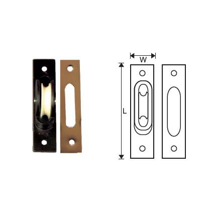 MILD STEEL AXLE PULLEY WITH PLATE, NYLON WHEEL FOREND