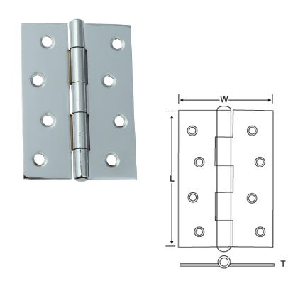 MILD STEEL BUTT HINGES CRANKED KNUCKLE, FIXED PIN