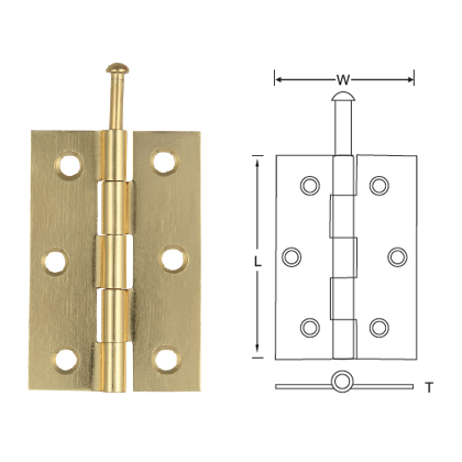 MILD STEEL BUTT HINGES CRANKED KNUCKLE, REMOVABLE PIN