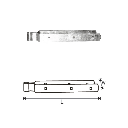 MILD STEEL FIELD GATE HINGE LONG BAND