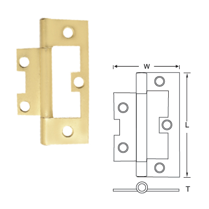 MILD STEEL FLUSH HINGES UNCRANKED KNUCKLE, FIXED PIN