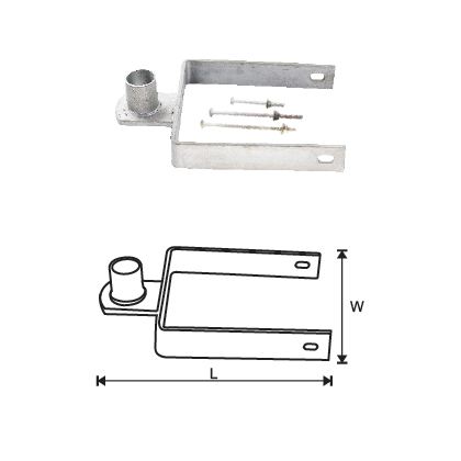 MILD STEEL GATE HANGER SQUARE POST BOTTOM
