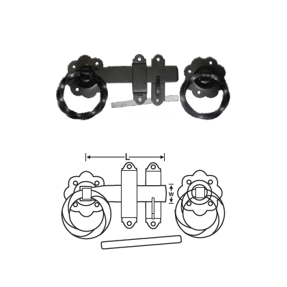 MILD STEEL GATE LATCH TWISTED RING HANDLE