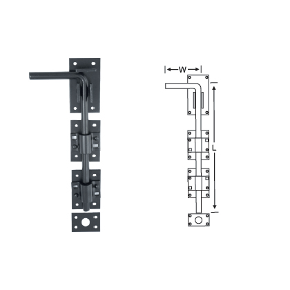 MILD STEEL HEAVY GARAGE DOOR BOLT WITH RECEIVER PLATE