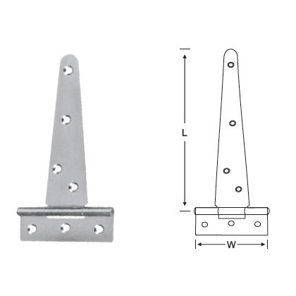 MILD STEEL HEAVY SCOTCH TEE HINGE UNCRANKED KNUCKLE, FIXED PIN