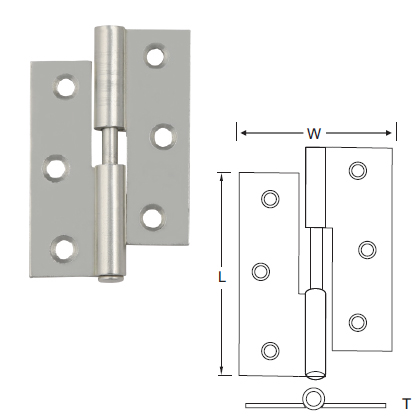 45mm 1¾"  Cranked Backflap Hinges Self Colour Pair 