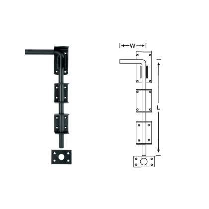 MILD STEEL LIGHT GARAGE DOOR BOLT WITH RECEIVER PLATE