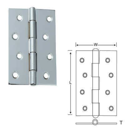 MILD STEEL NARROW BUTT HINGES UNCRANKED KNUCKLE, FIXED PIN