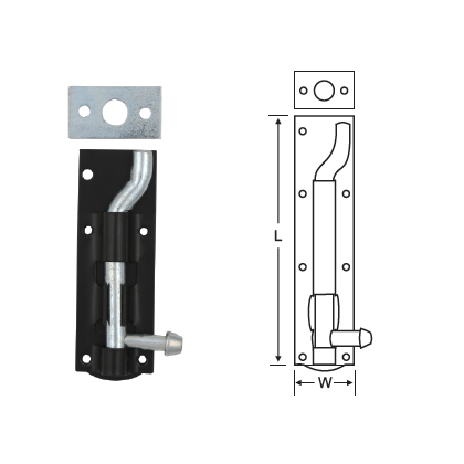 MILD STEEL NECKED TOWER BOLT