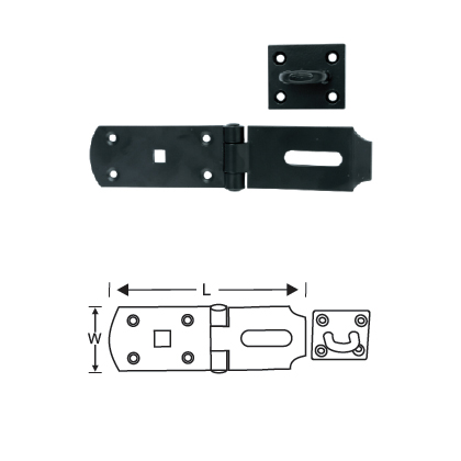 MILD STEEL SAFETY HASP AND STAPLE (MEDIUM WEIGHT LOCKING BAR)