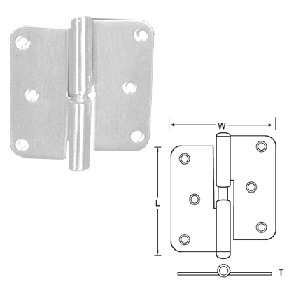 SS RADIUS CORNER HINGES HANDED